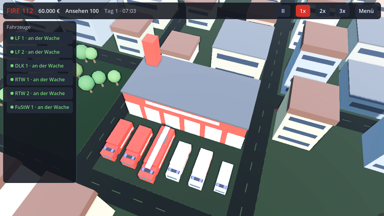 Fire112 – Feuerwache mit Fuhrpark in der 3D-Stadt
